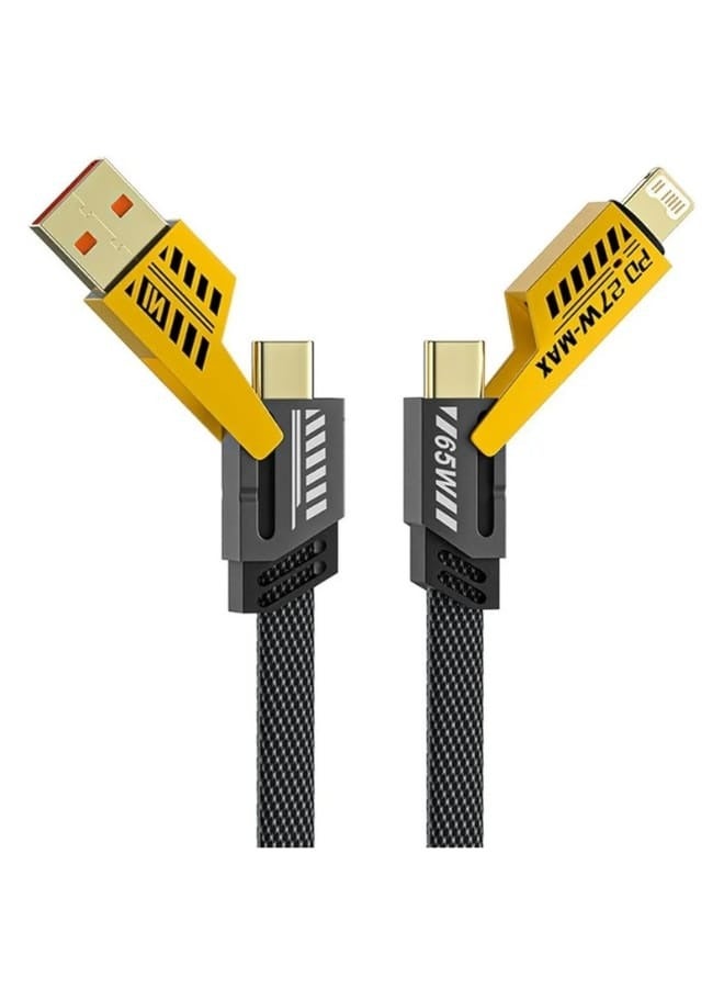 تقليدي كابل شحن متعدد 4 في 1 – شحن سريع USB-A و USB-C إلى Type-C PD 65 واط / 27 واط، كابل 1 متر مع وصلات متعددة متوافق مع iPhone 17/16/15 و iPad - Image 1